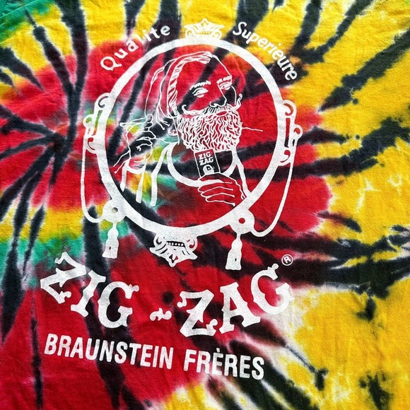 Tie Dye T-Shirt Vintage Zig Zag Rolling Papers Weed Stoner Tobacco Rasta LG - Picture 3 of 7